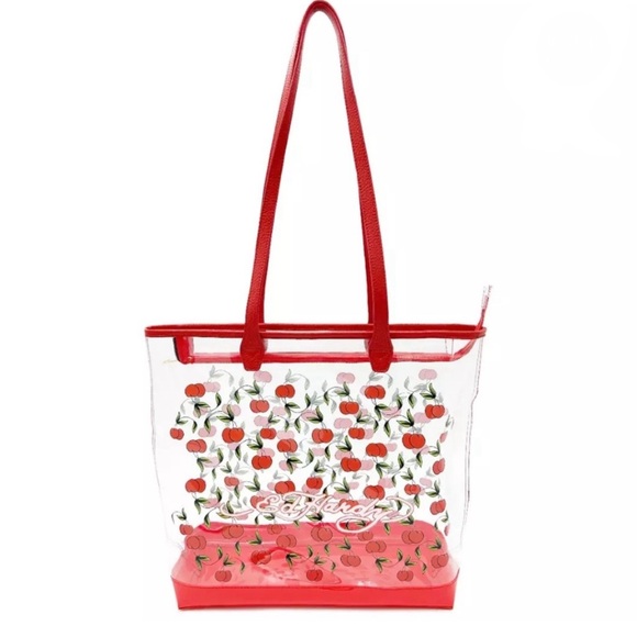 Ed Hardy Handbags - Clear, Cherry ED HARDY Shopper Tote  PVC Bag •NWT